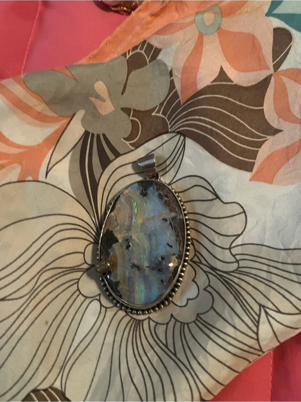 Stephen Dweck 1 of a kind Iridescent Blue and Green Opal Pendant